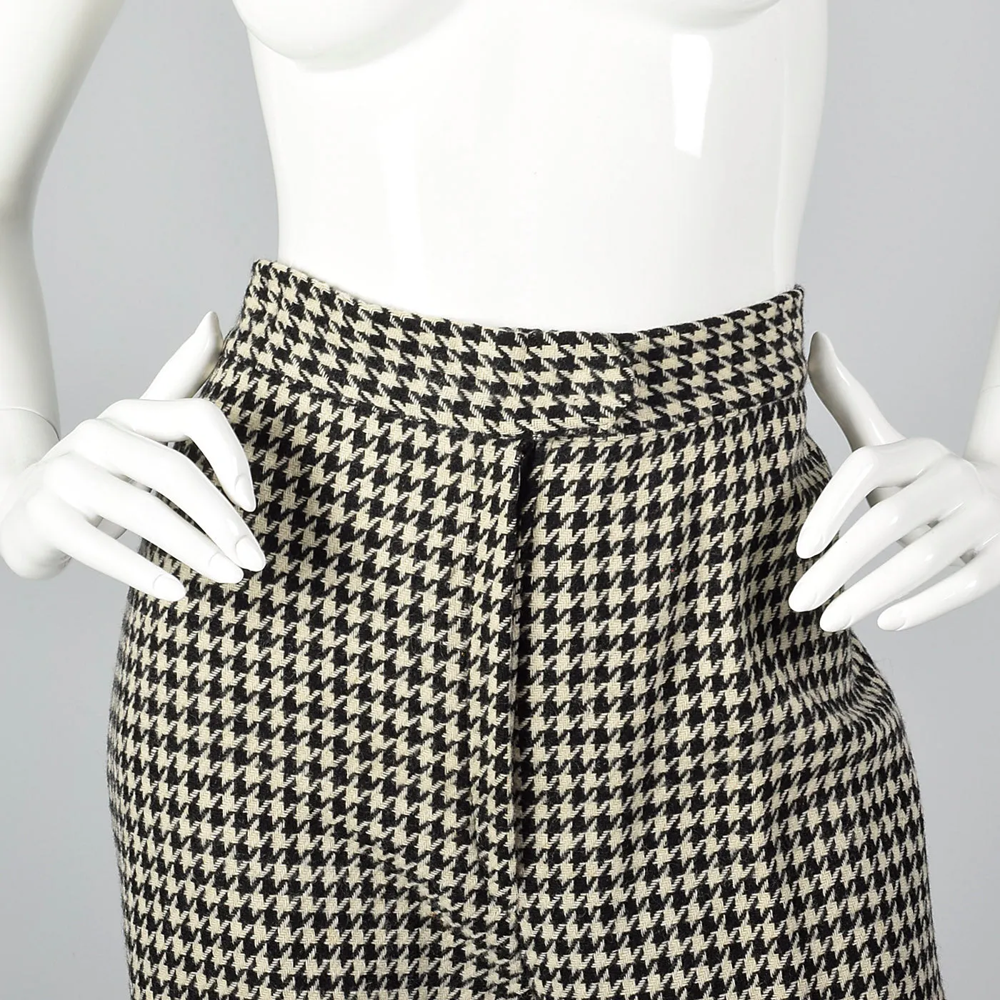 1970s Three Piece Suit Separates in Black & White Houndstooth Tweed