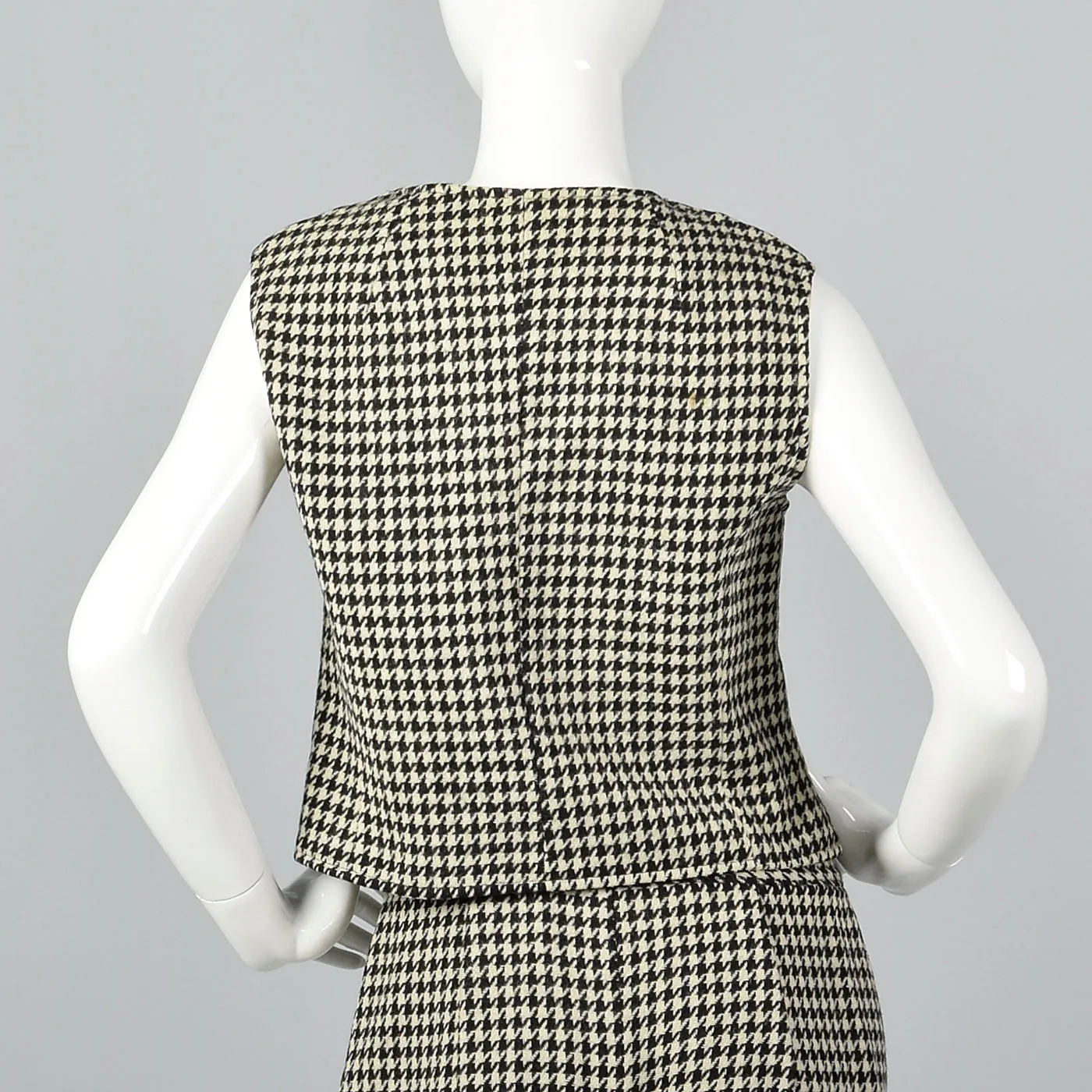 1970s Three Piece Suit Separates in Black & White Houndstooth Tweed