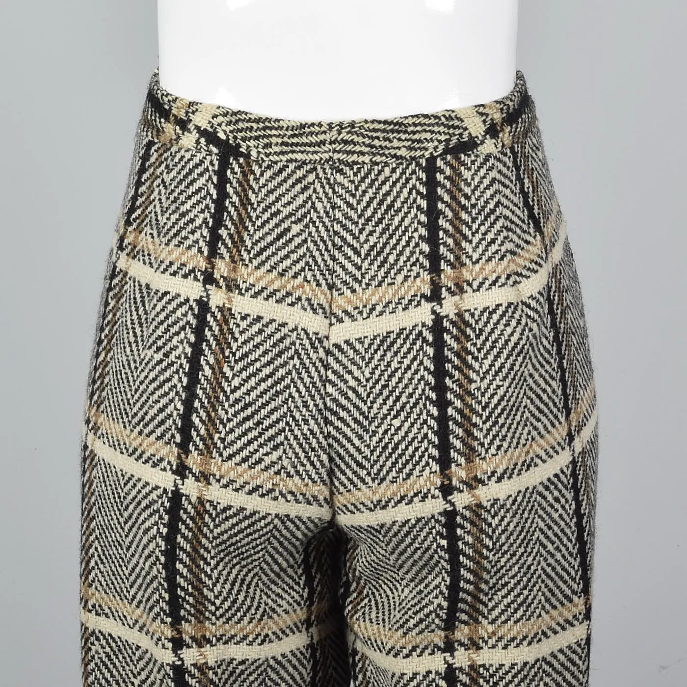 1970s Wide Leg Wool Pants in Plaid