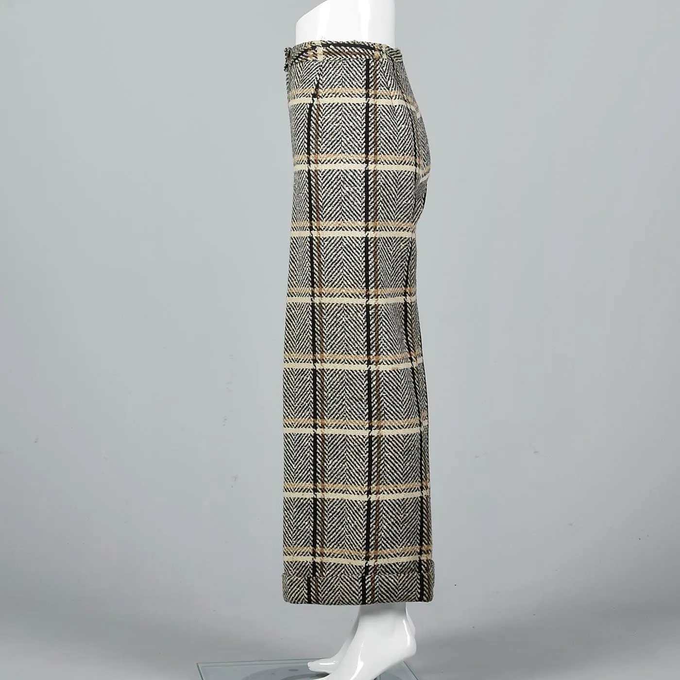 1970s Wide Leg Wool Pants in Plaid