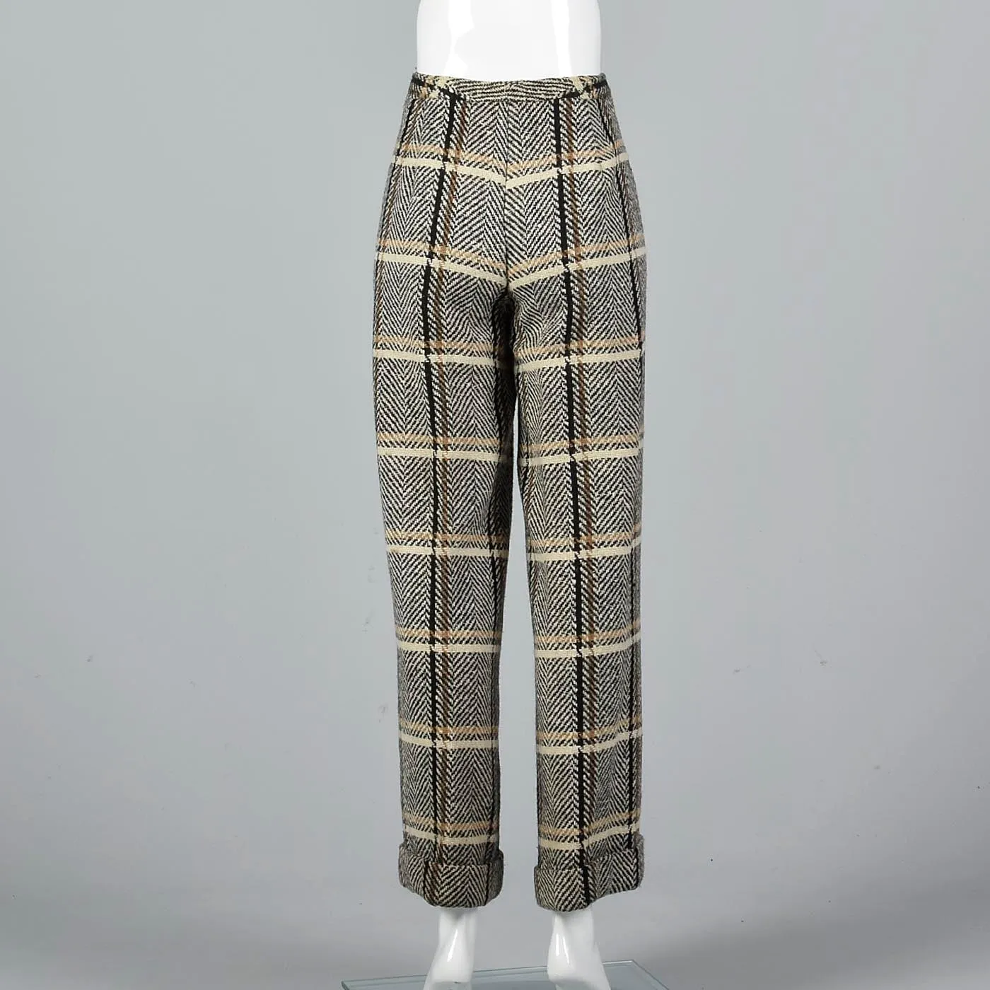 1970s Wide Leg Wool Pants in Plaid