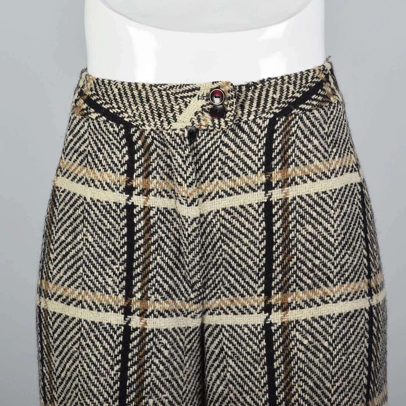 1970s Wide Leg Wool Pants in Plaid