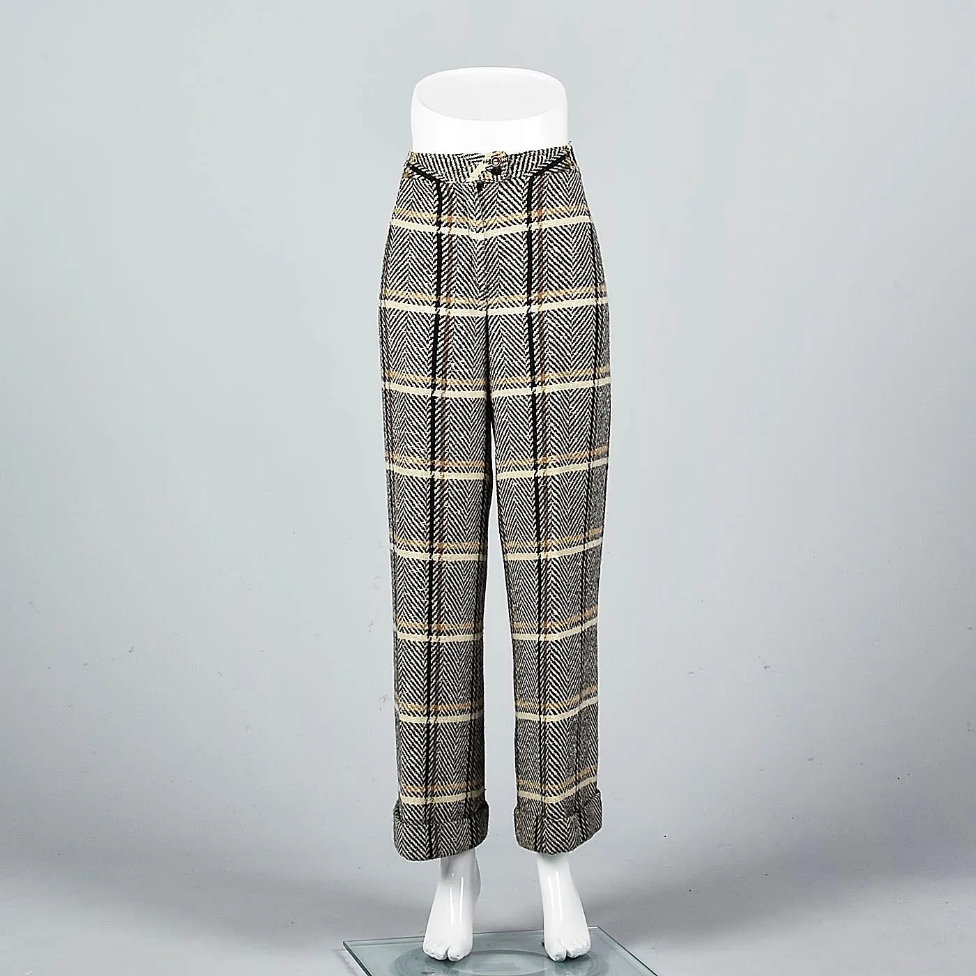 1970s Wide Leg Wool Pants in Plaid