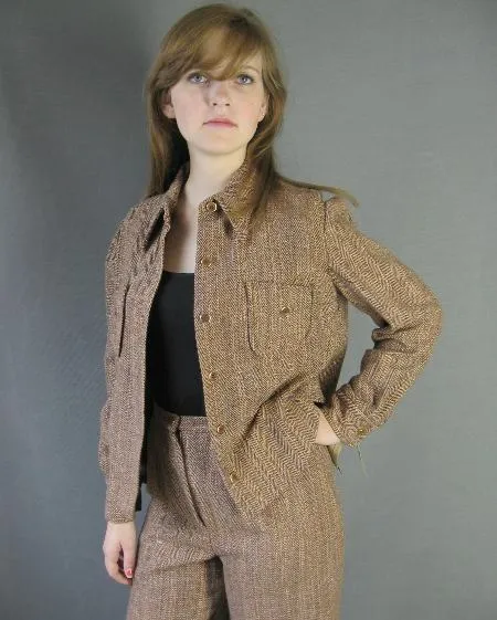 60s Pants Suit Outfit Women's Vintage 70s Deadstock Shirt Jac Elephant Bells Small to Medium Bobbie Brooks VFG