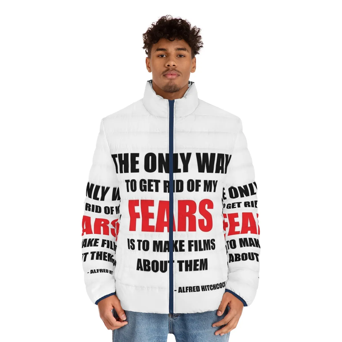 Alfred Hitchcock Quote Puffer Jacket: Hollywood Horror Icon's Iconic Sayings