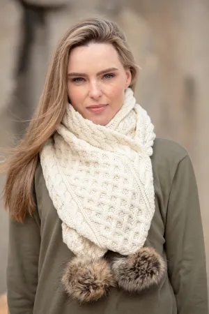 Aran Cable Pom Pom Scarf