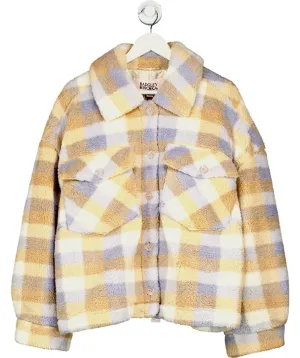 Badgley Mischka Beige Check Super Soft Sherpa Teddy Fleece Jacket UK XXL