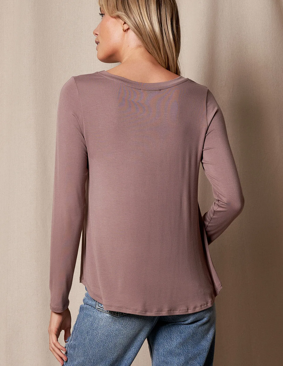 Bamboo Relaxed Long Sleeve Tee - Mocha