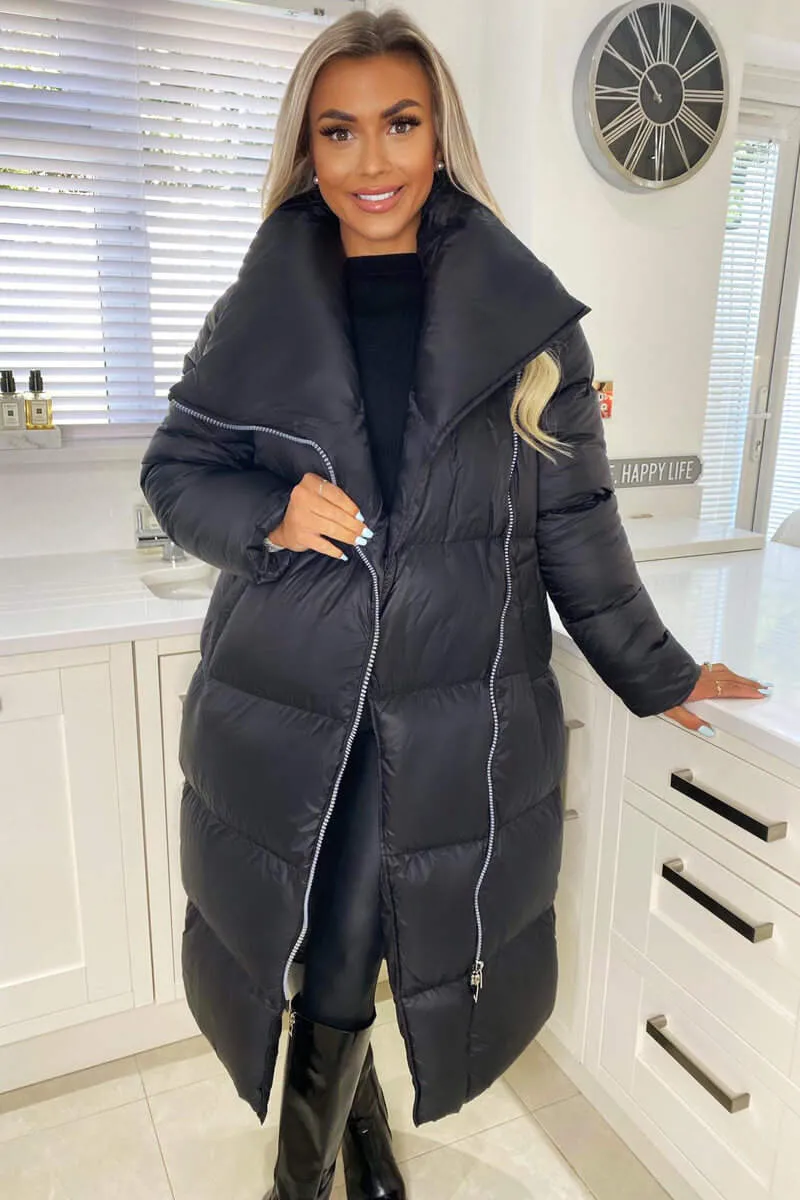 Black Wrap Puffer Coat