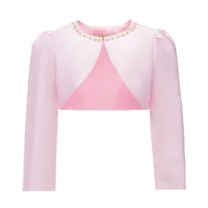 Blush Cropped Satin Cardigan