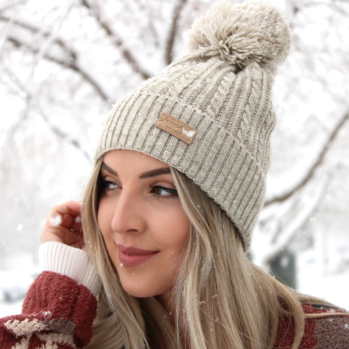 Cable Knit Pom Beanies | Do Everything in Love