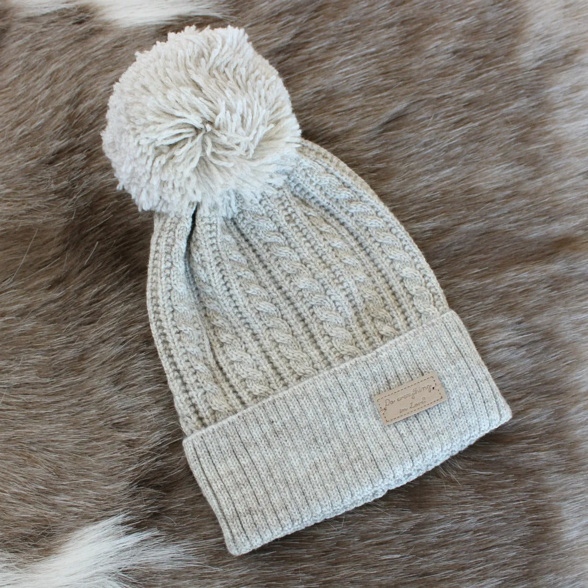 Cable Knit Pom Beanies | Do Everything in Love