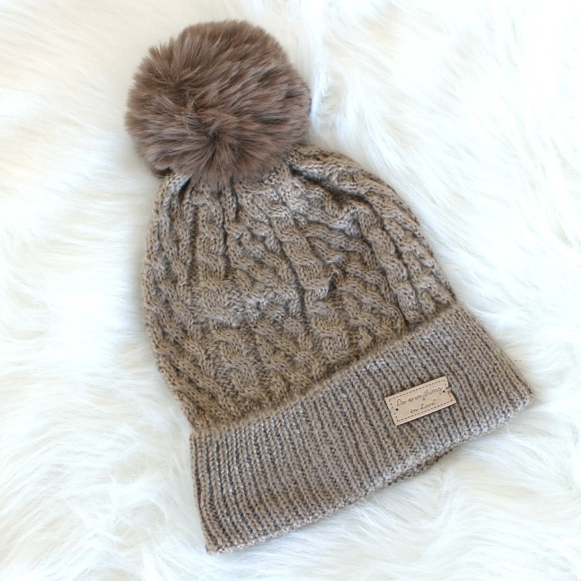 Cable Knit Pom Beanies | Do Everything in Love