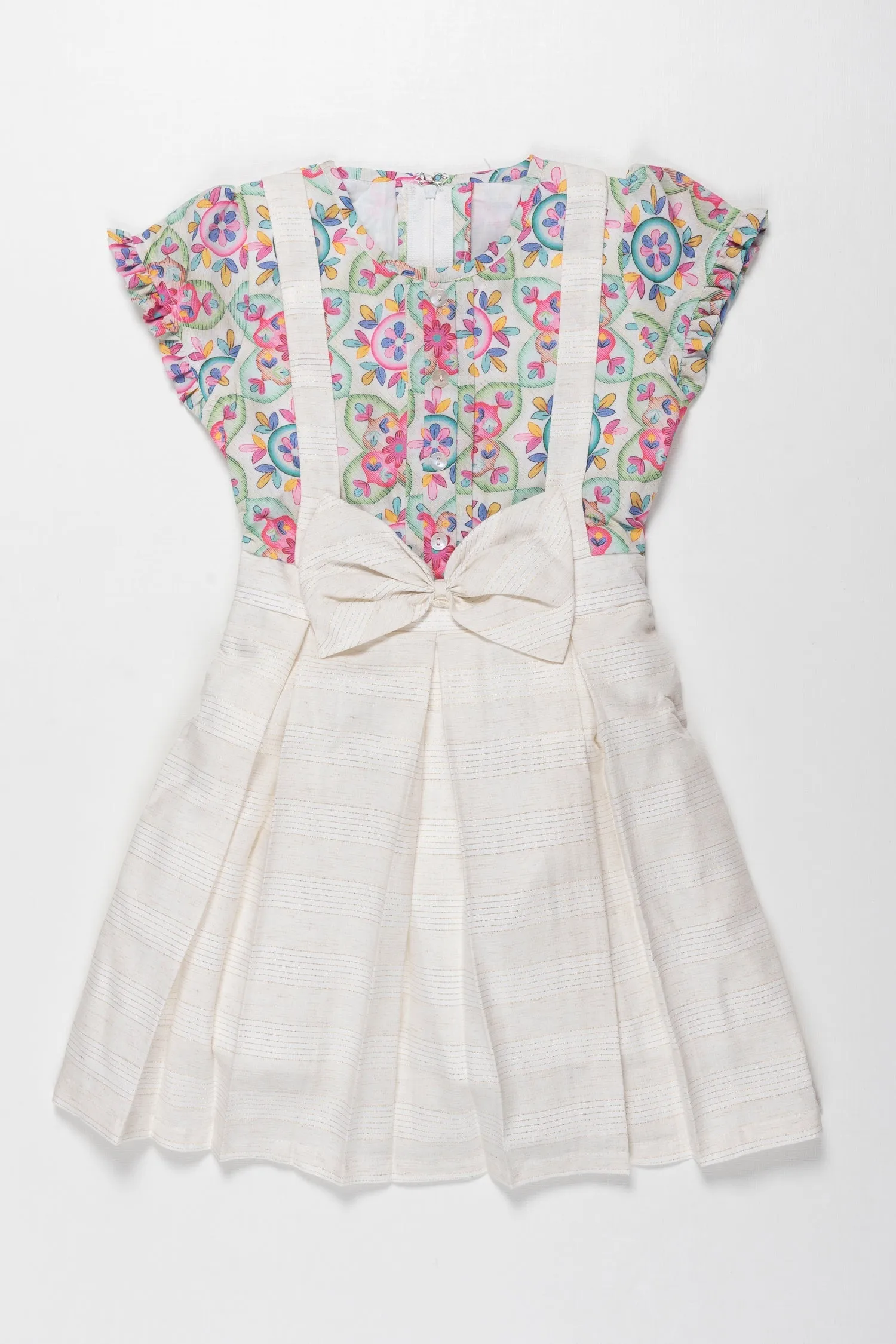 Charming Floral Accent Cotton Frock for Girls - Fresh and Playful