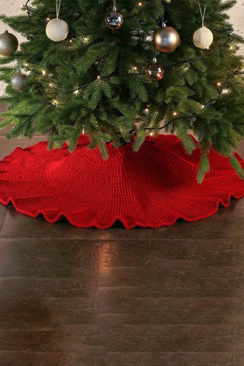 COARSE WOOL PLEATED WOVEN CHRISTMAS TREE SKIRT