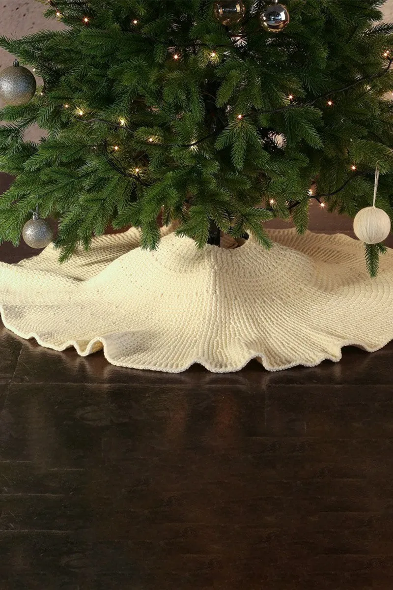 COARSE WOOL PLEATED WOVEN CHRISTMAS TREE SKIRT