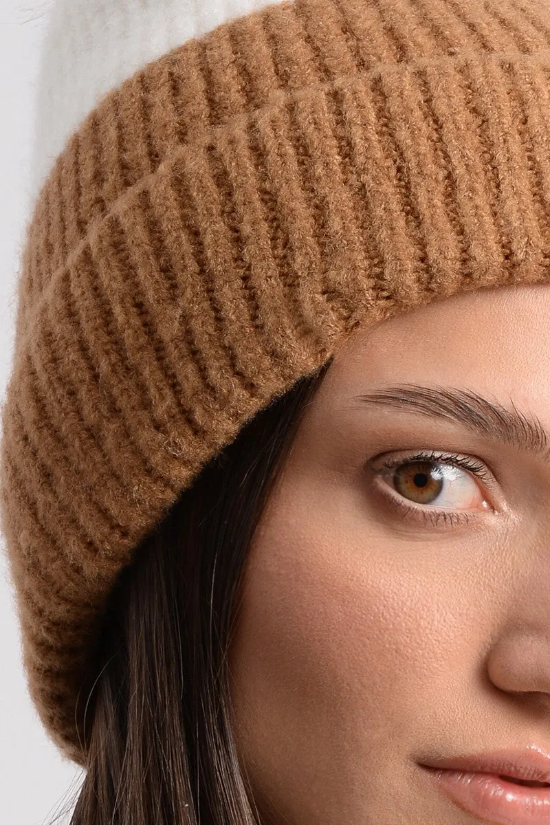 Color Block Pom Beanie