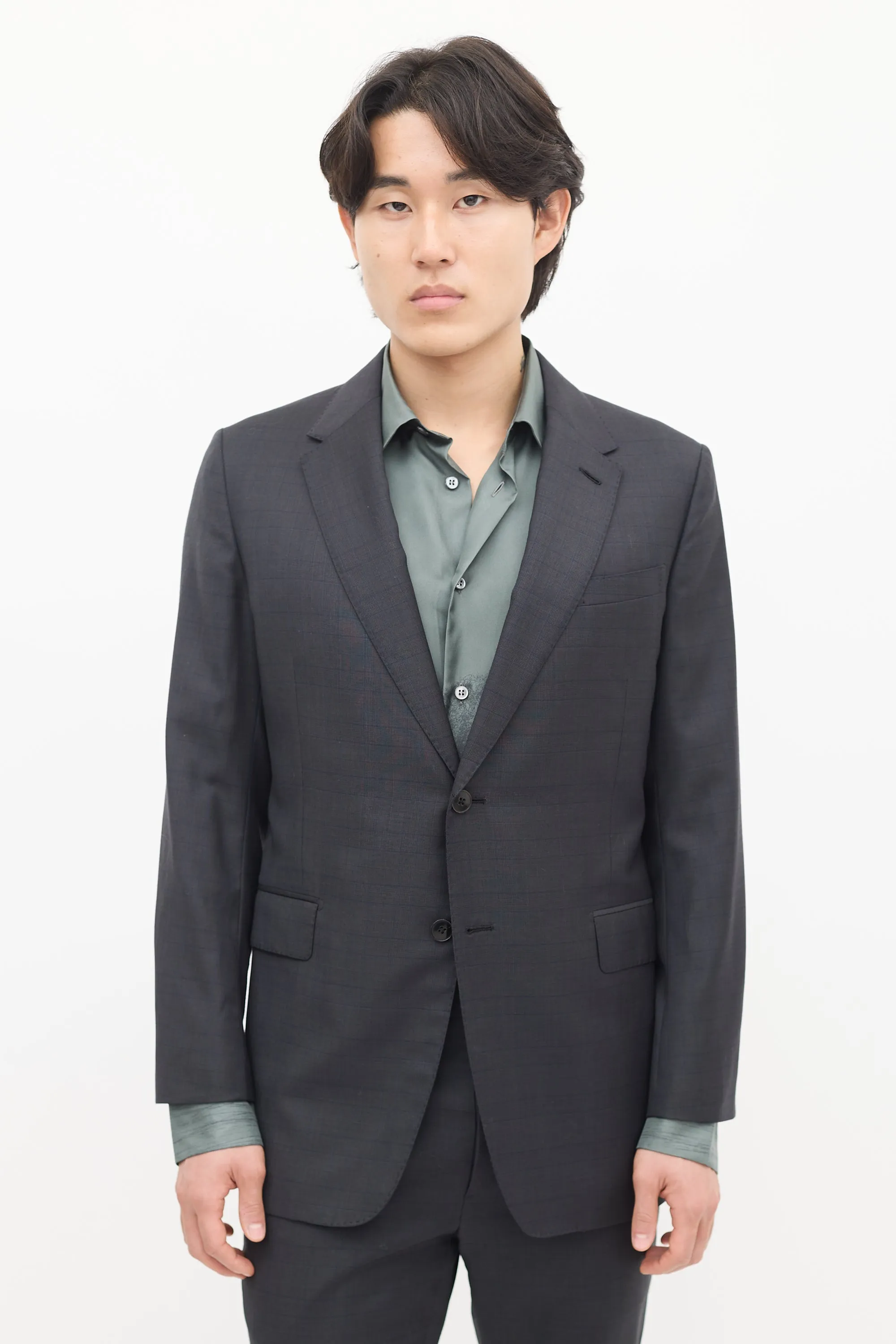 Dark Grey Wool Check Suit