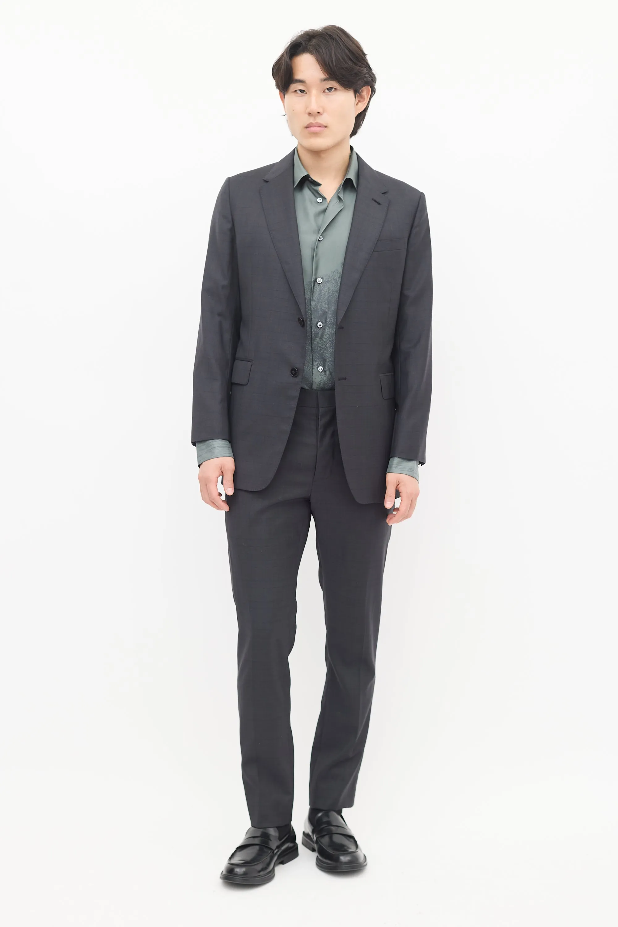 Dark Grey Wool Check Suit