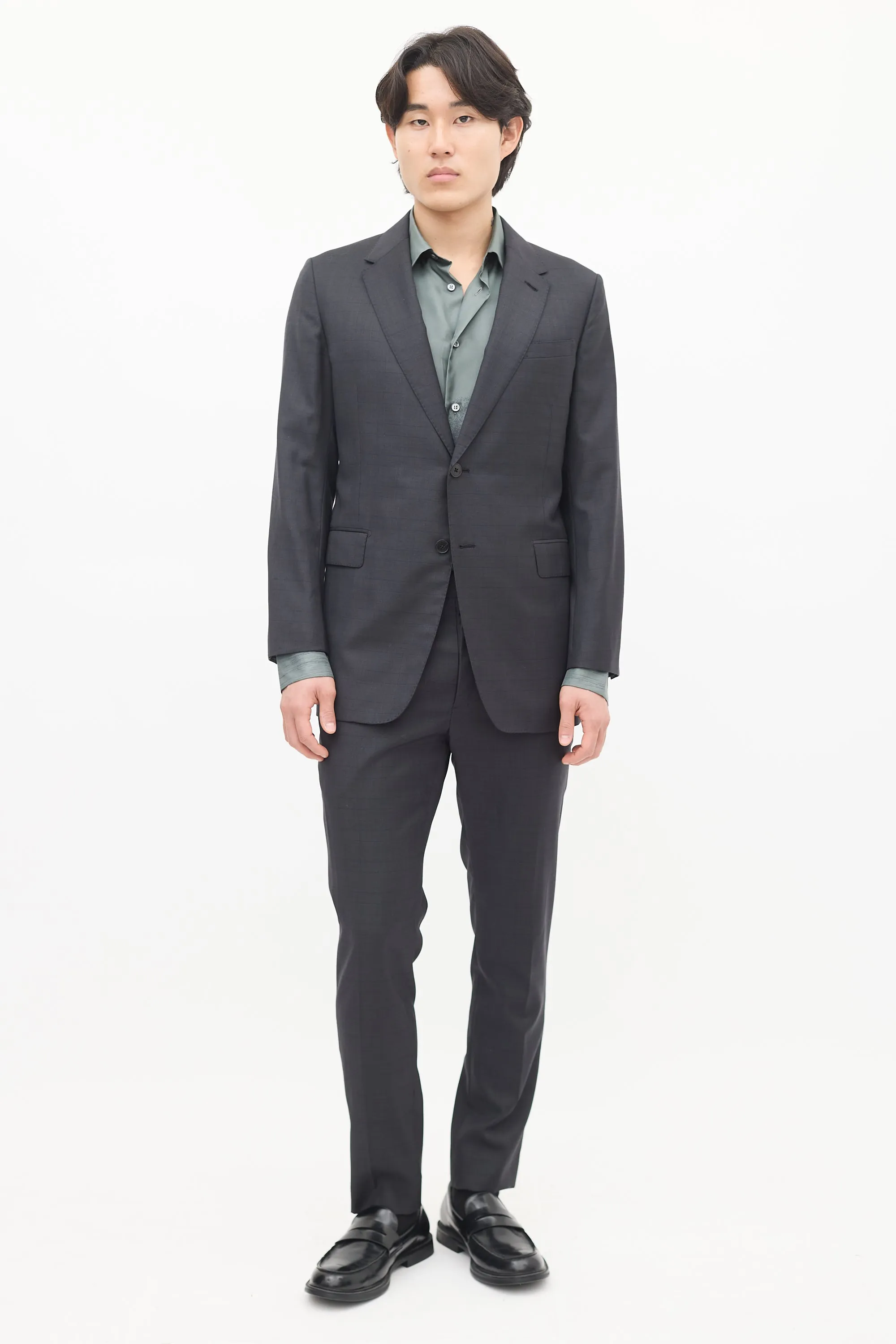 Dark Grey Wool Check Suit