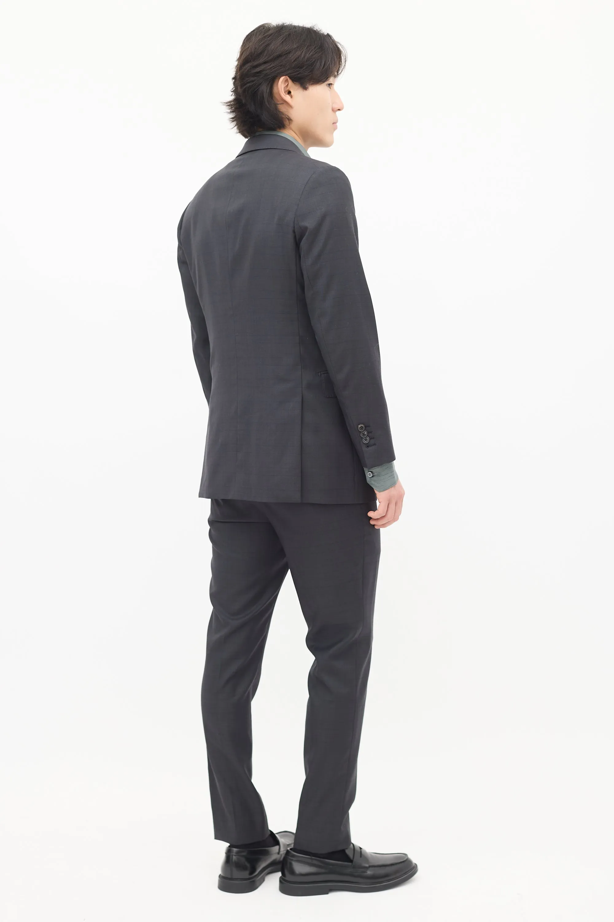 Dark Grey Wool Check Suit