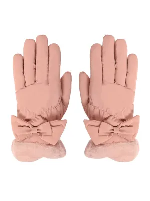 FabSeasons Water-Resistant Touchscreen Peach Winter Gloves for Girls and Women: Fits 10 Years & Above