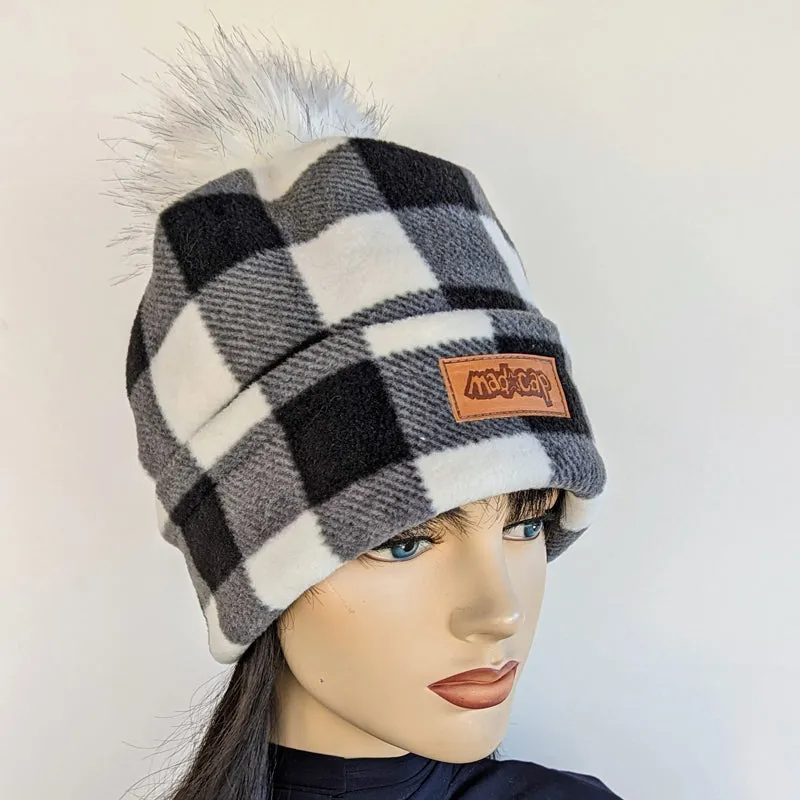 Fashion Pom Pom Toque, removable pom pom trim, deep cuff, asst'd prints