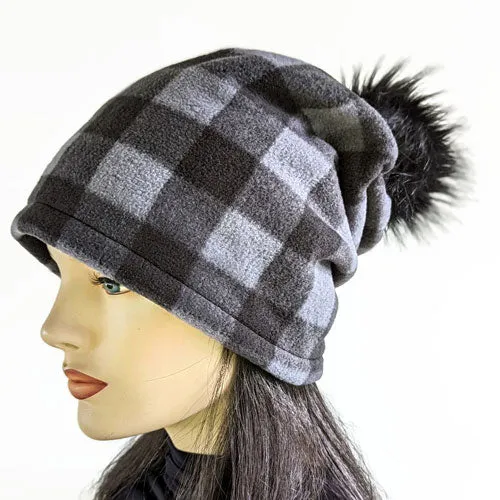 Fashion Pom Pom Toque, removable pom pom trim, deep cuff, asst'd prints