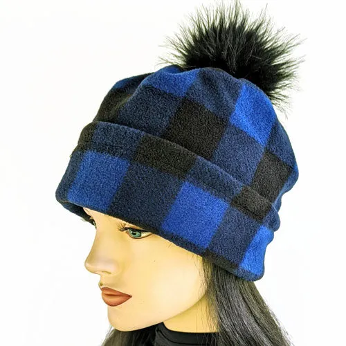 Fashion Pom Pom Toque, removable pom pom trim, deep cuff, asst'd prints