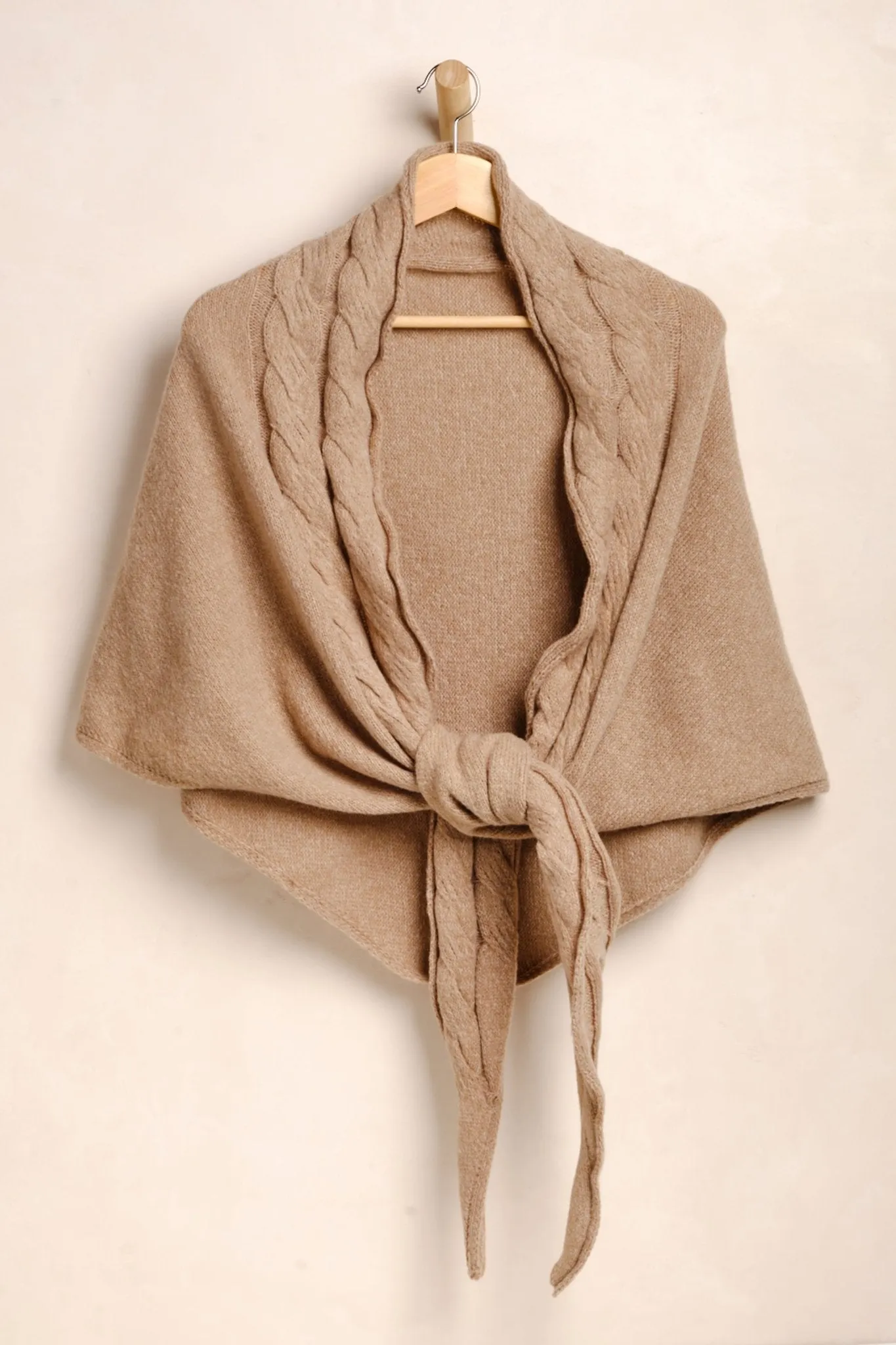 Free People Oatmeal Coastline Cable Knit Shawl Scarf