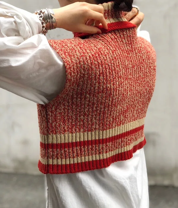 FUMIKA_UCHIDA/LINED HIGH-NECK BIB(RED×BEIGE)