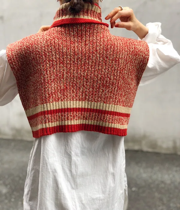 FUMIKA_UCHIDA/LINED HIGH-NECK BIB(RED×BEIGE)