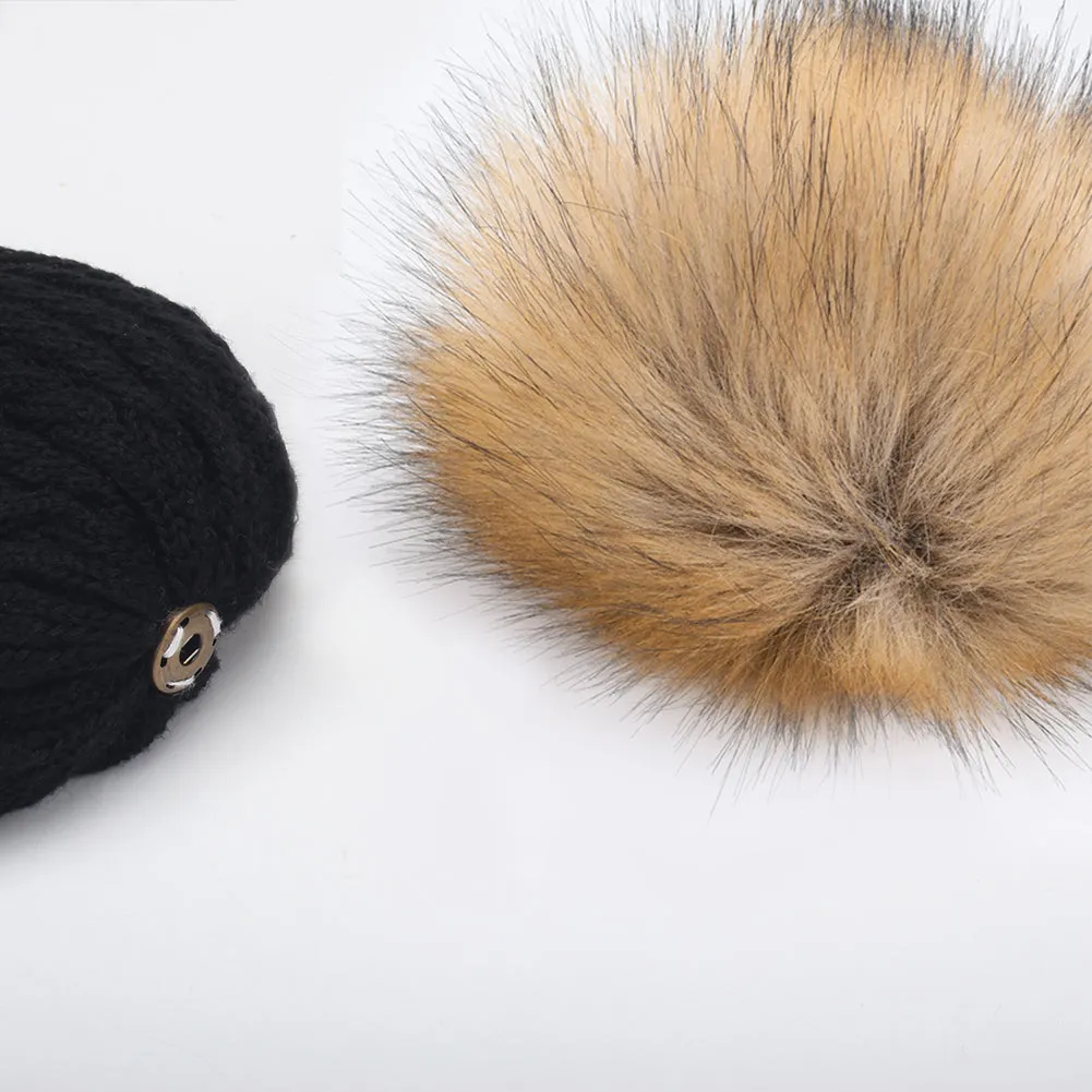 FURTALK Winter Women Faux Fur PomPom Hat Twist Drop Shipping HTWL003