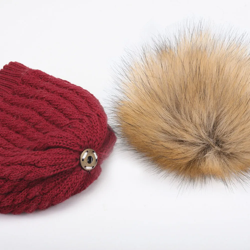 FURTALK Winter Women Faux Fur PomPom Hat Twist Drop Shipping HTWL003