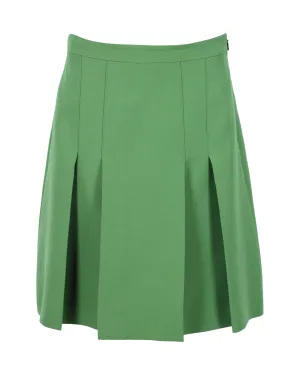 Gucci Pleated Skirt In Green Wool