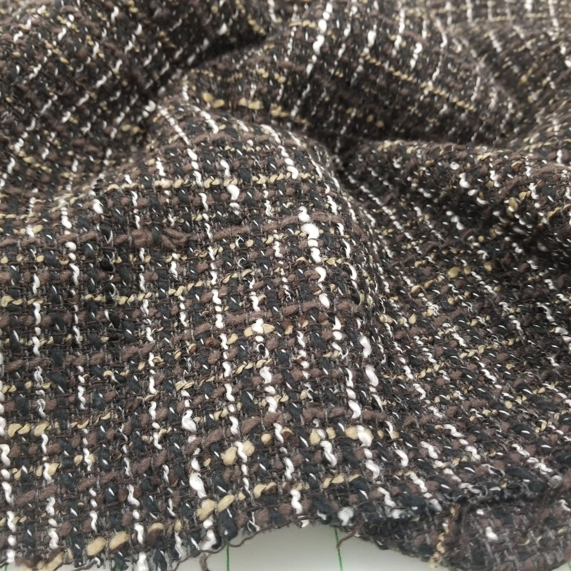 Italian Designer Deadstock Famous Maker Wool Blend Brown and Black Tweed Fabric- by the yard