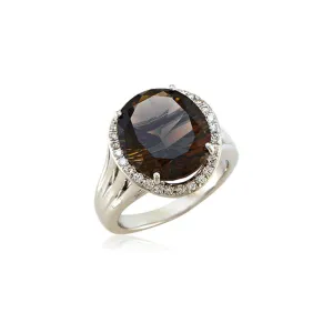 Lago Collection Rich Chocolate Quartz and Diamond Ring