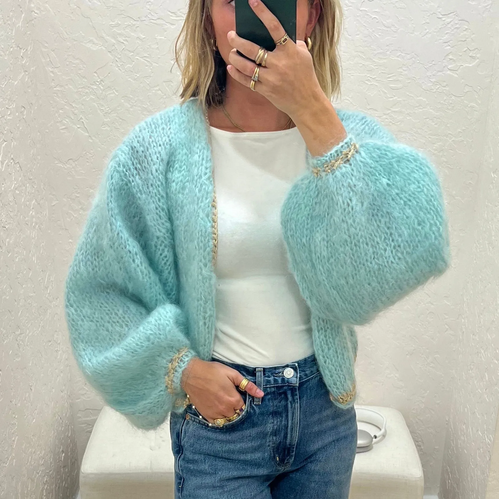 Lizzie Cardigan - Minty Blue