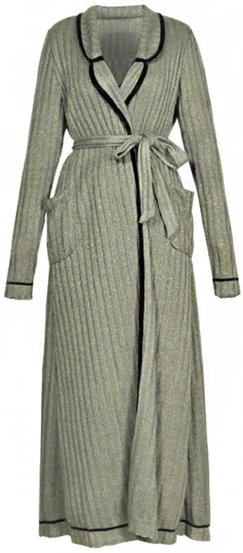 Long Knit Wrap Robe-Coat