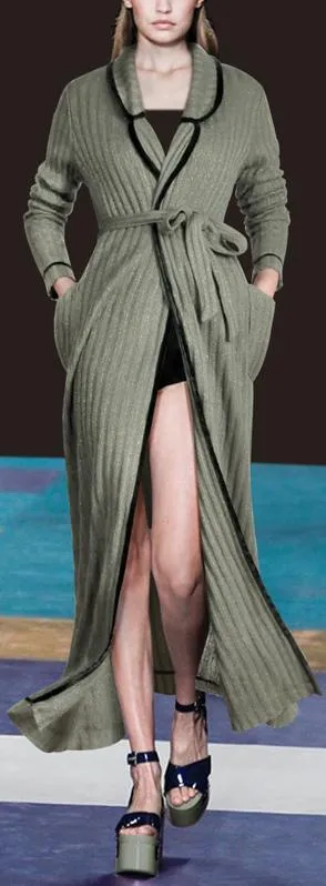 Long Knit Wrap Robe-Coat