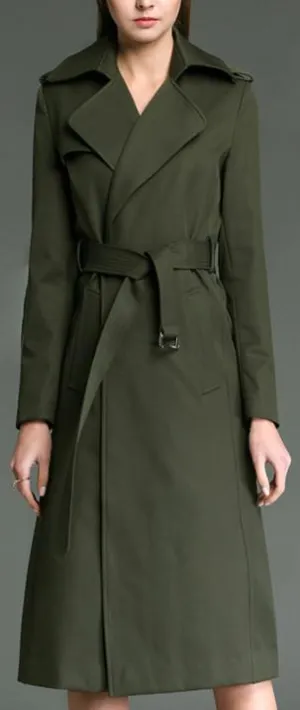 Long Wrap Coat in Army Green