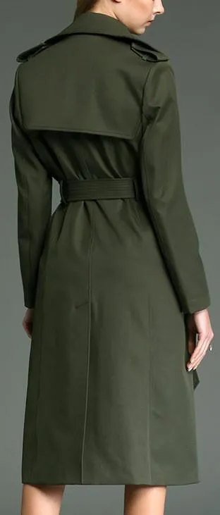 Long Wrap Coat in Army Green