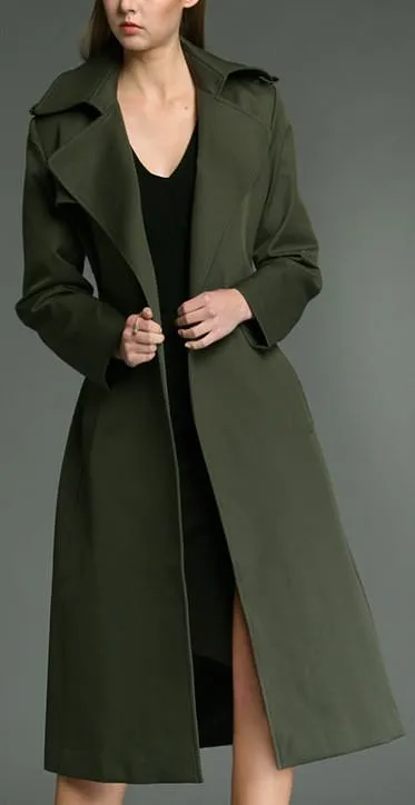 Long Wrap Coat in Army Green