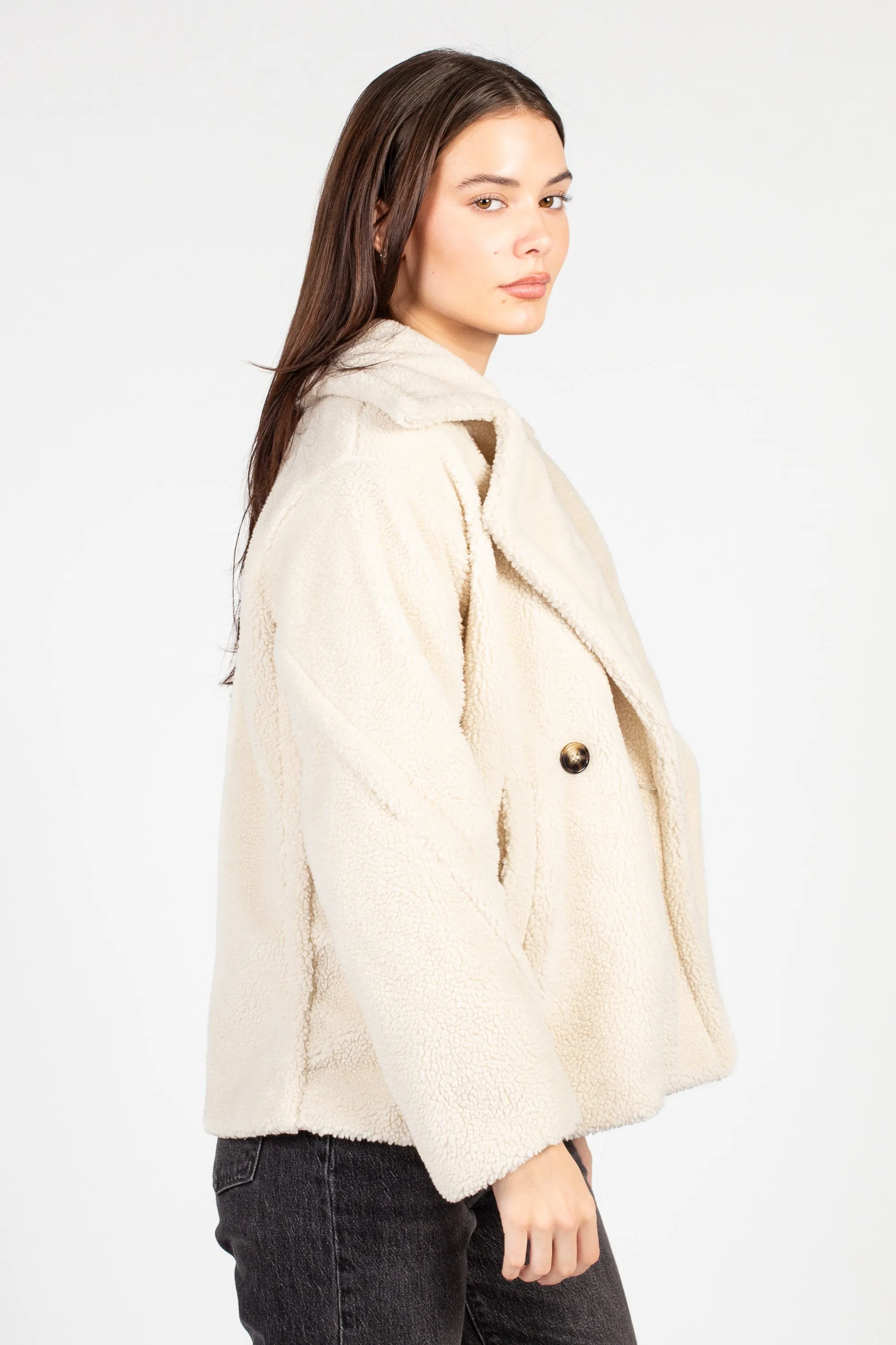 Maia Collared Button Up Teddy Coat