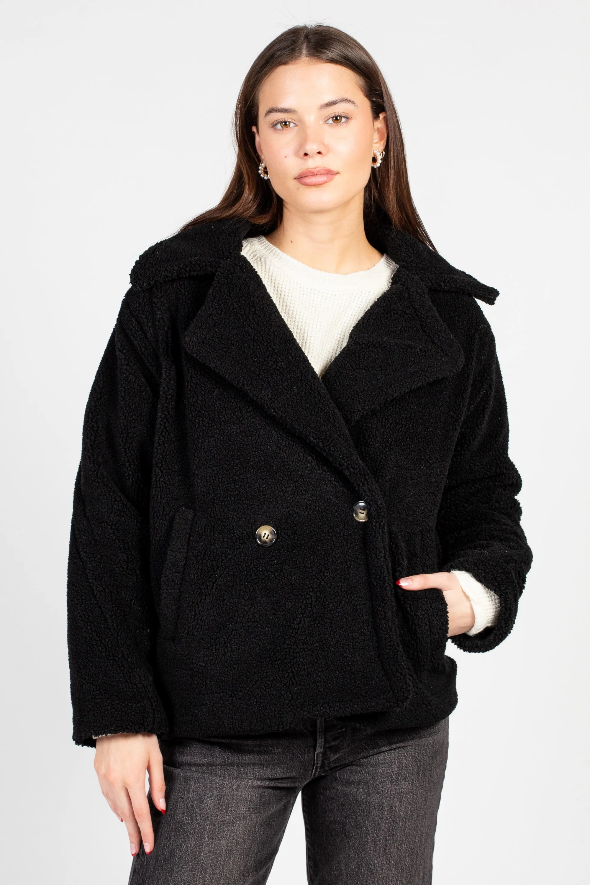 Maia Collared Button Up Teddy Coat