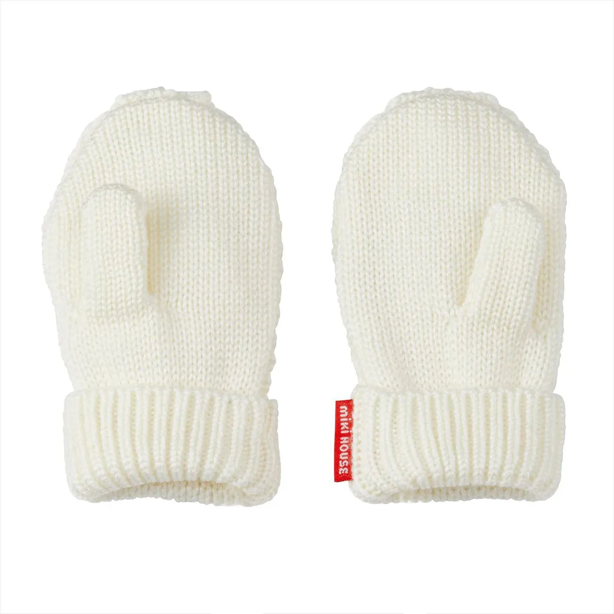 MIKI HOUSE Bear Cable Knit Mittens