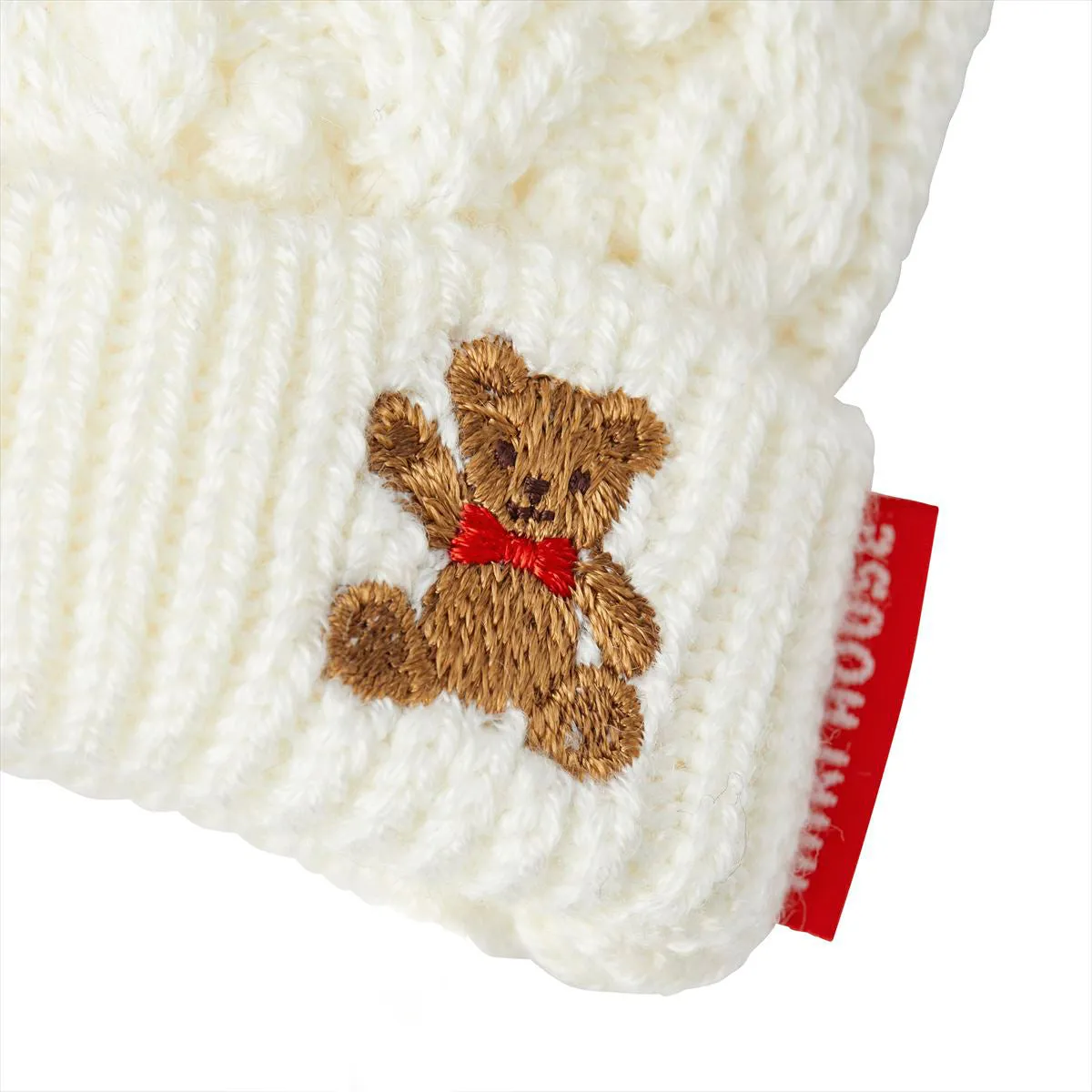 MIKI HOUSE Bear Cable Knit Mittens