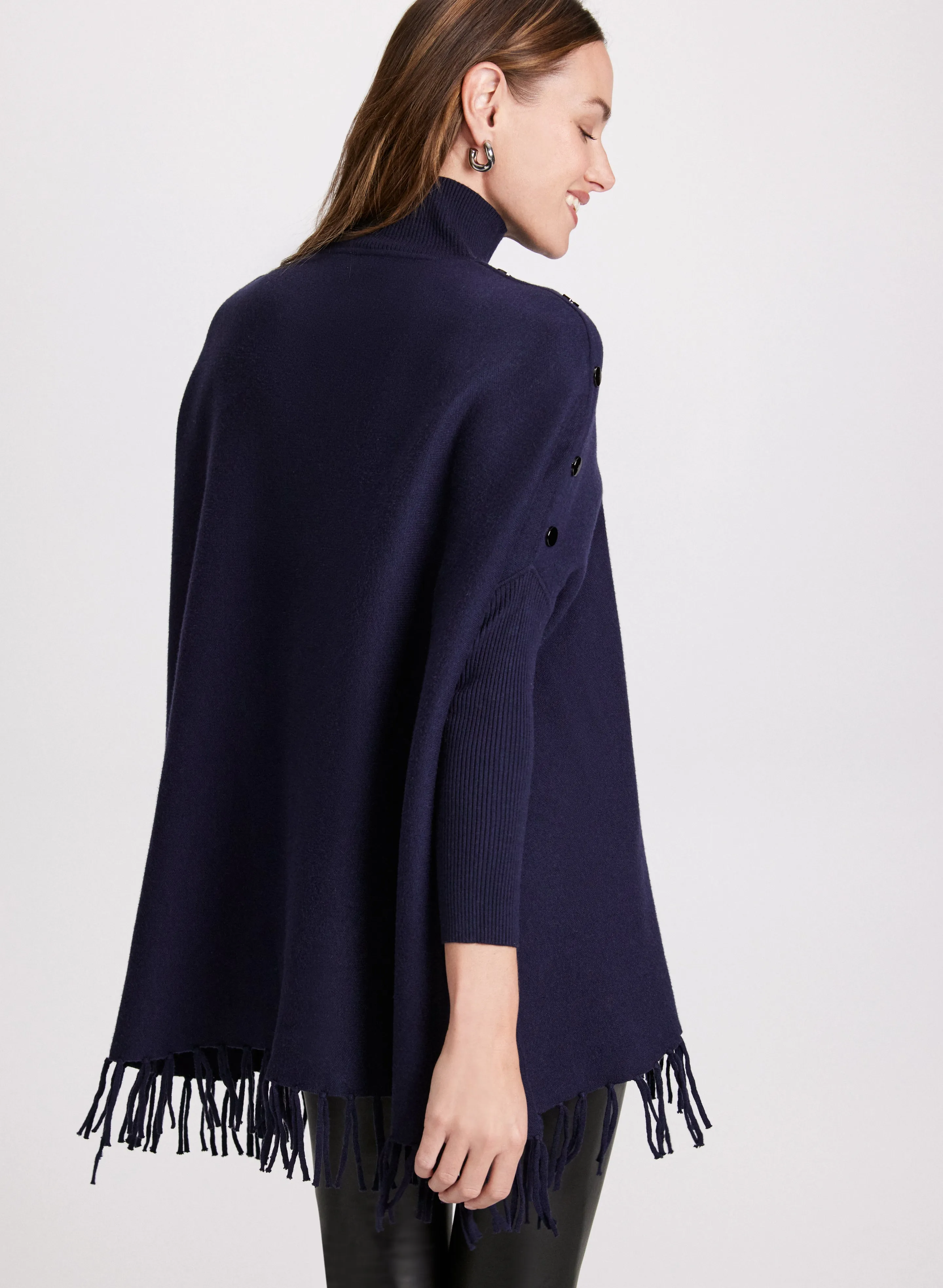 Mock Neck Fringe Detail Sweater