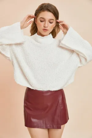 Mock Neck Oversized Knit Top