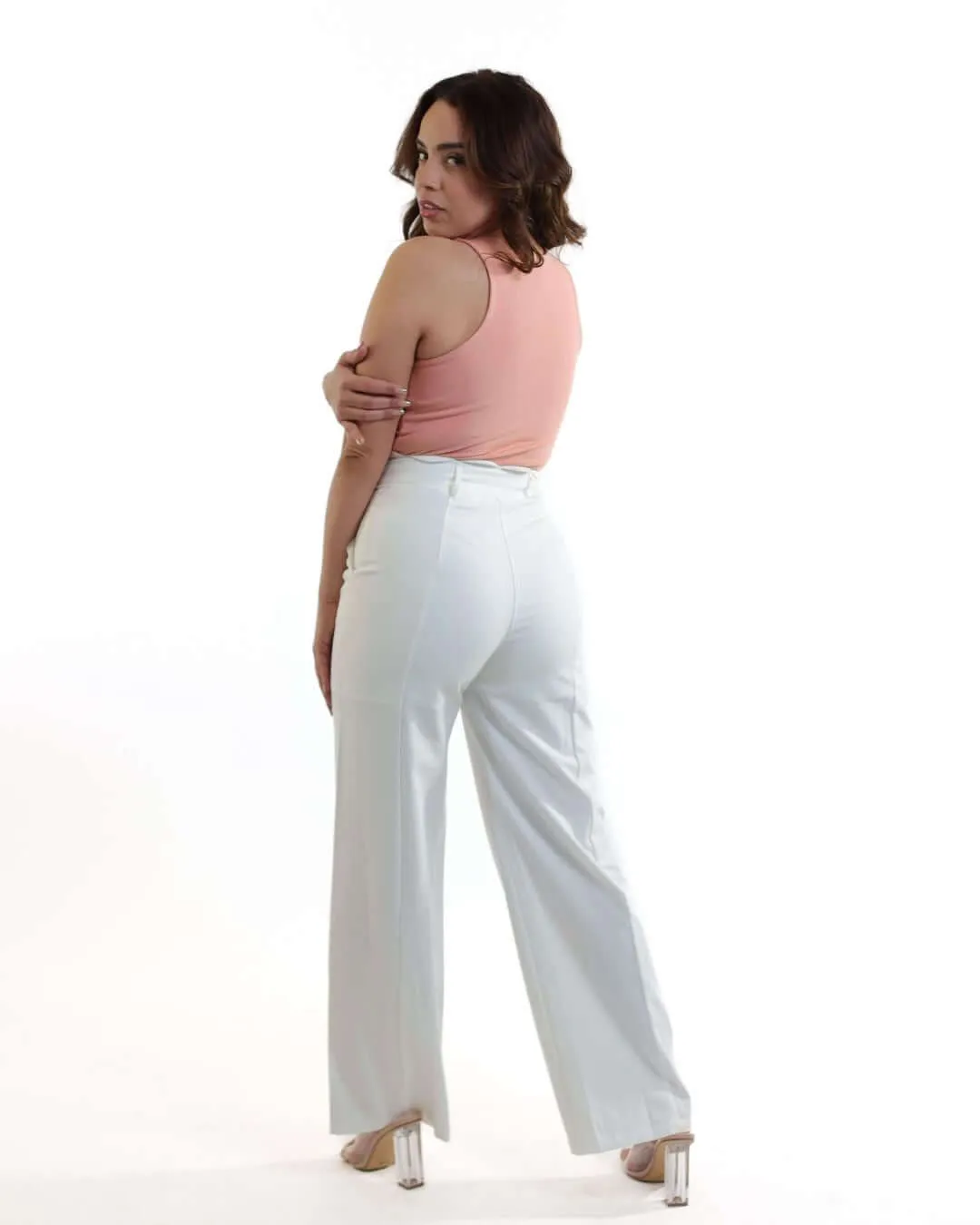 Natalia’s Ivory High Waisted Wide-Leg Women’s Pants/Slacks